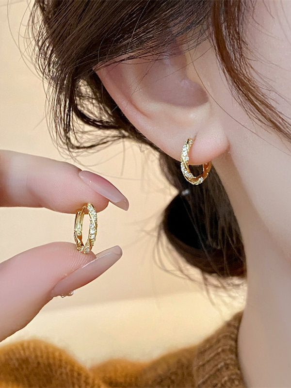 Twisted Pavé Huggie Earrings