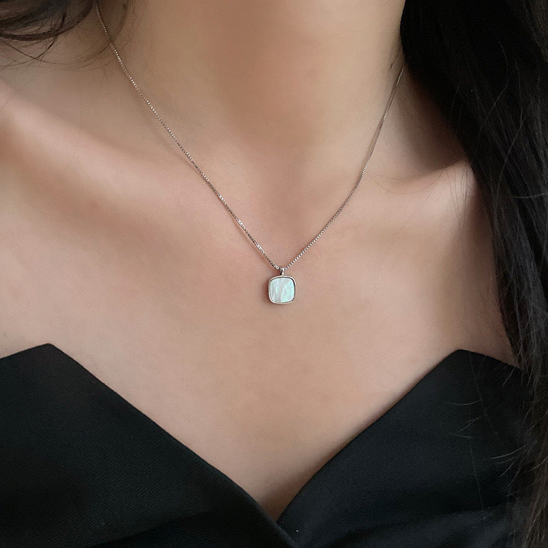 Square Shell Pendant Necklace