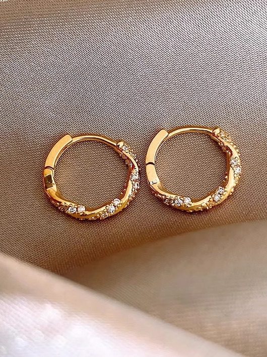 Twisted Pavé Huggie Earrings