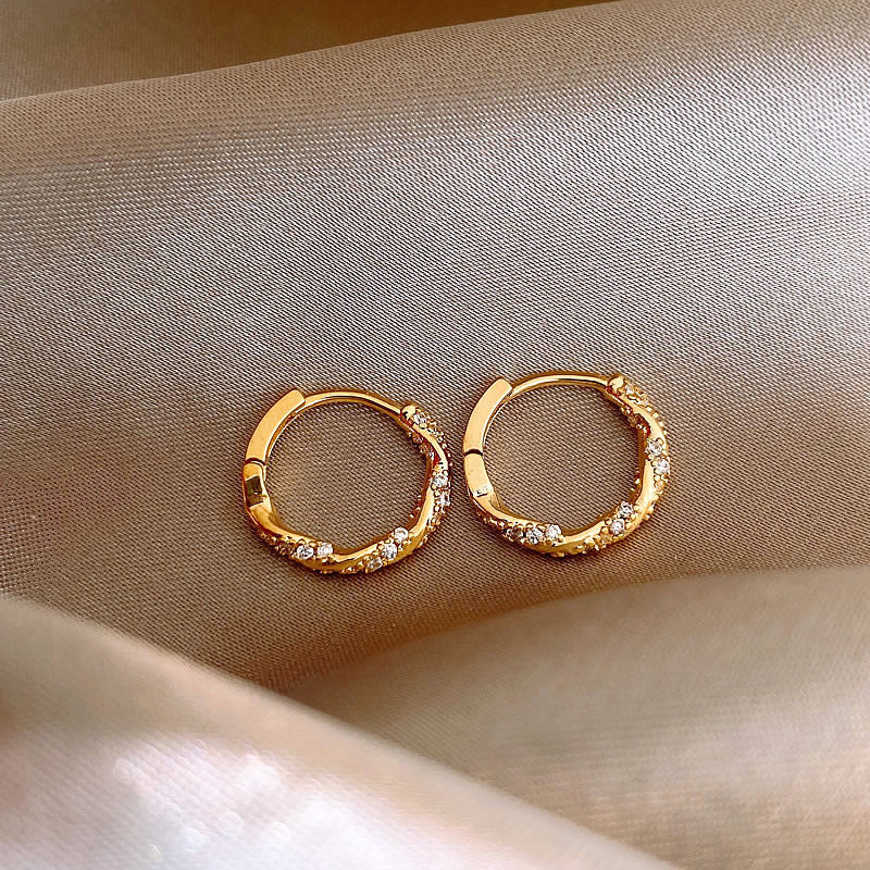 Twisted Pavé Huggie Earrings