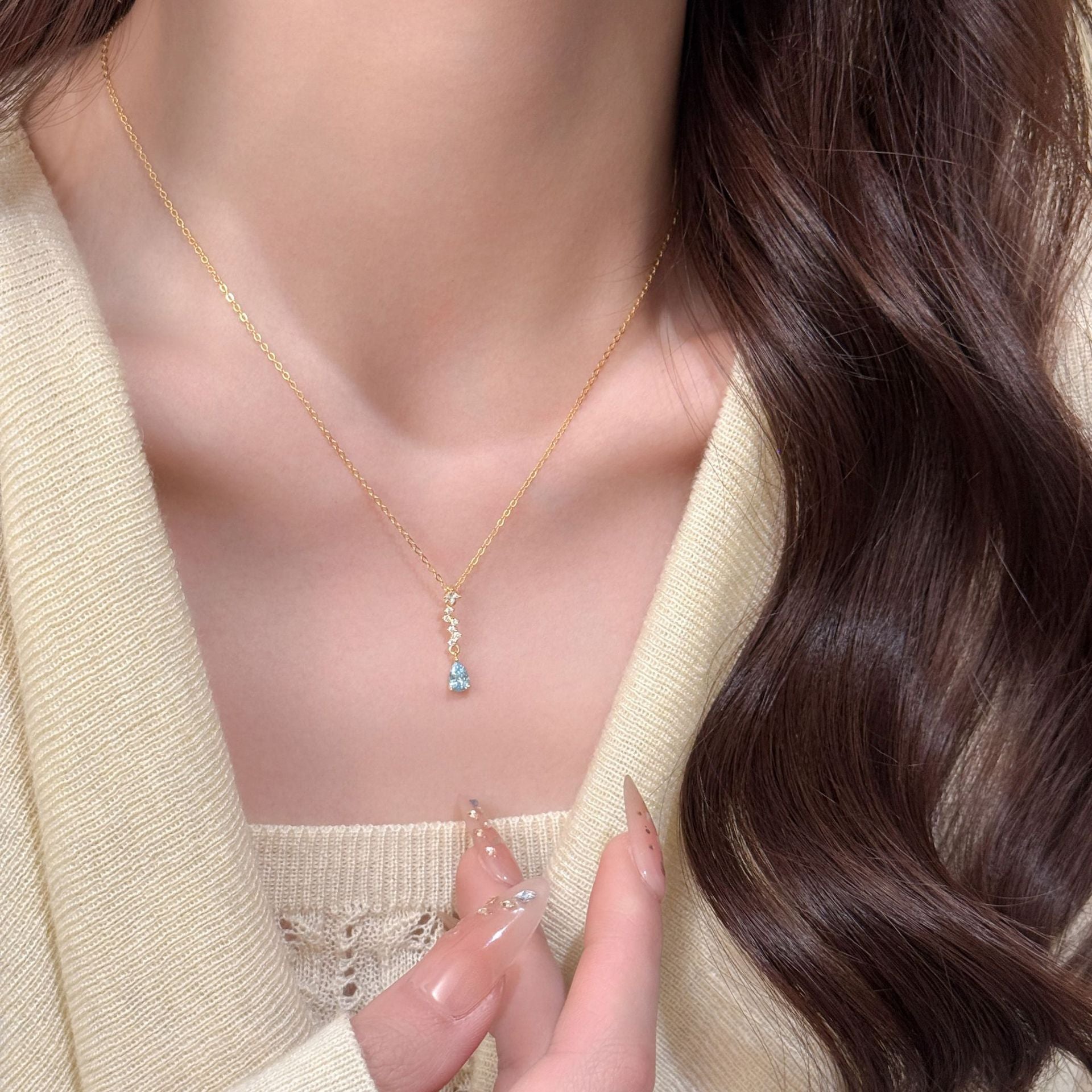 Aura Blue Stone Pendant Necklace