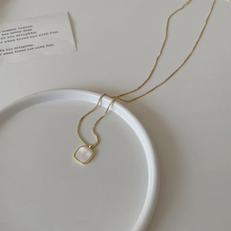 Square Shell Pendant Necklace