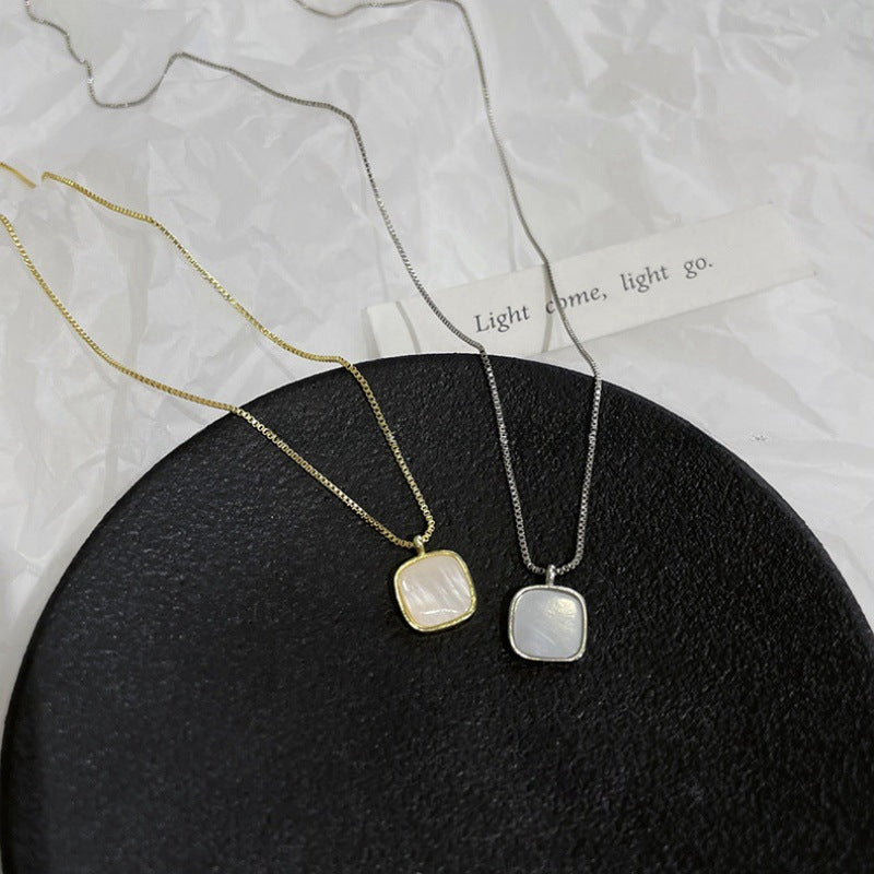 Square Shell Pendant Necklace