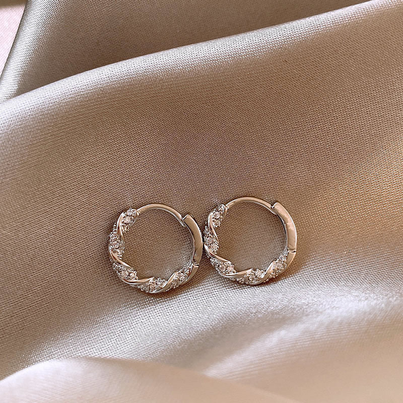 Twisted Pavé Huggie Earrings