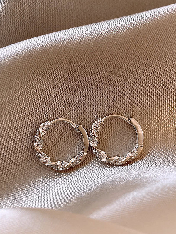 Twisted Pavé Huggie Earrings