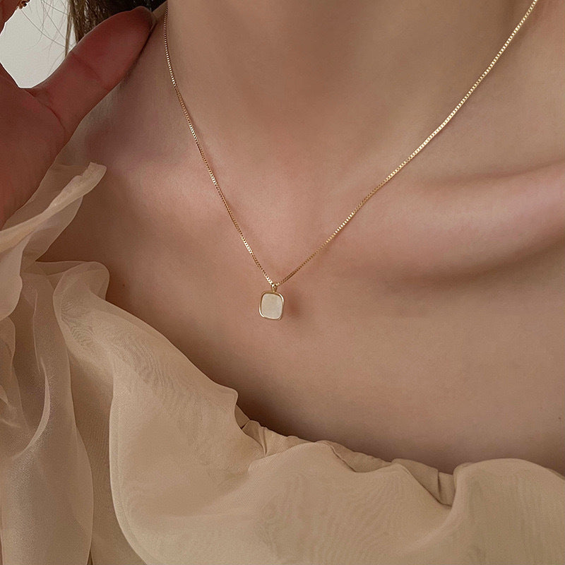 Square Shell Pendant Necklace