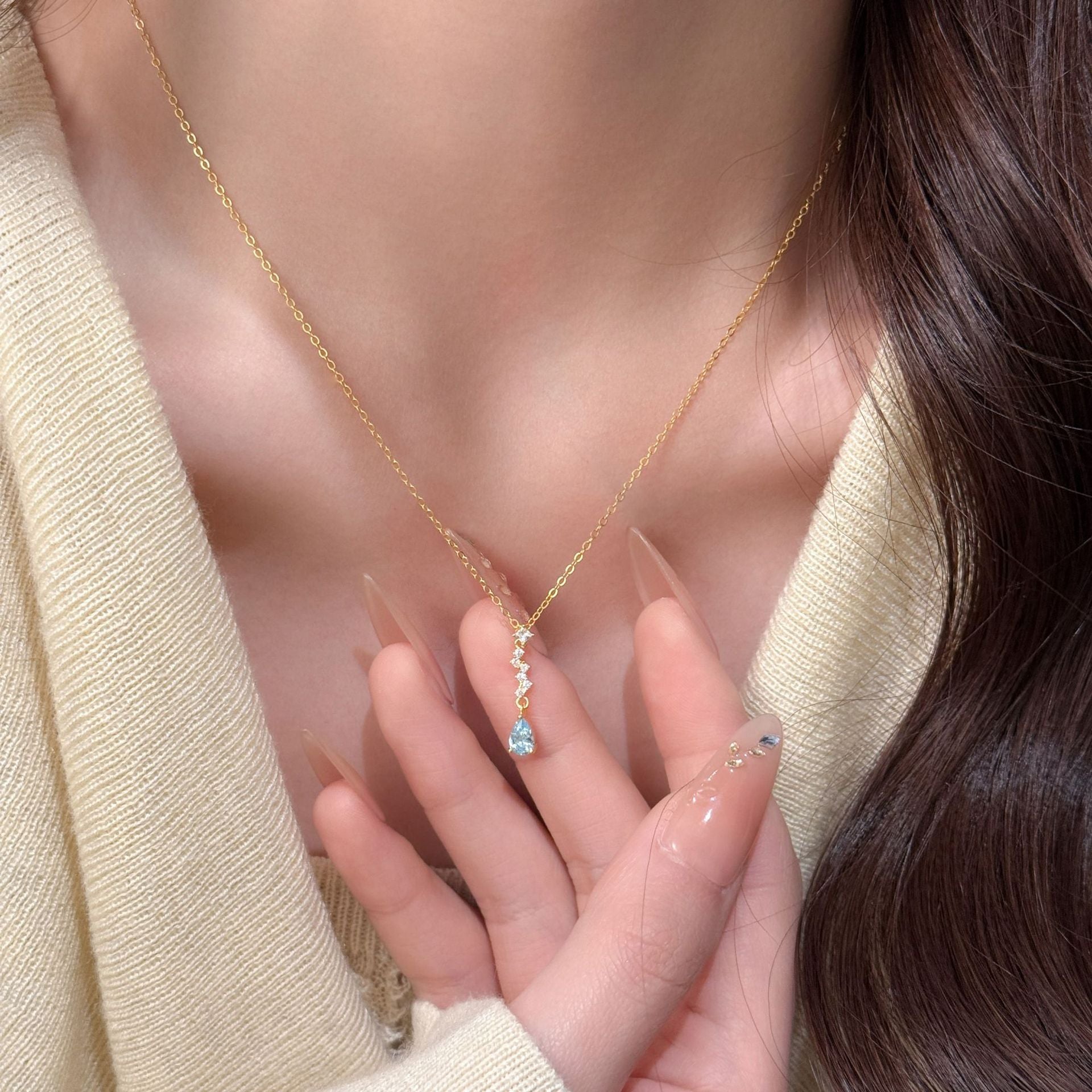 Aura Blue Stone Pendant Necklace